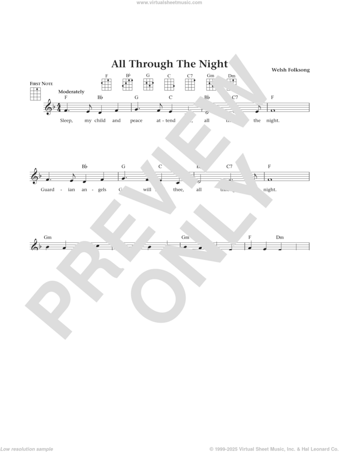 All Through The Night (from The Daily Ukulele) (arr. Liz and Jim Beloff) sheet music for ukulele , Jim Beloff and Liz Beloff, intermediate skill level