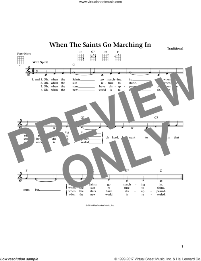 When The Saints Go Marching In (from The Daily Ukulele) (arr. Liz and Jim Beloff) sheet music for ukulele , Jim Beloff and Liz Beloff, intermediate skill level