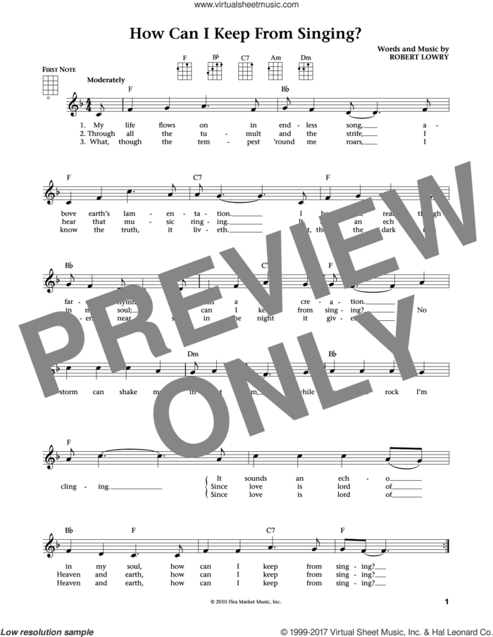 How Can I Keep From Singing (from The Daily Ukulele) (arr. Liz and Jim Beloff) sheet music for ukulele by Robert Lowry, Jim Beloff and Liz Beloff, intermediate skill level