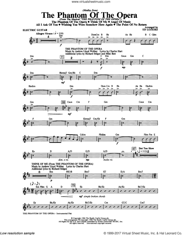 The Phantom Of The Opera Medley arr Ed Lojeski complete Set Of