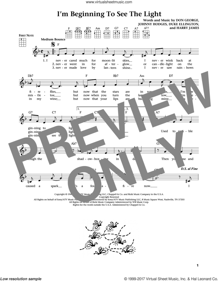 I'm Beginning To See The Light (from The Daily Ukulele) (arr. Liz and Jim Beloff) sheet music for ukulele by Duke Ellington, Jim Beloff, Liz Beloff, Don George, Harry James and Johnny Hodges, intermediate skill level