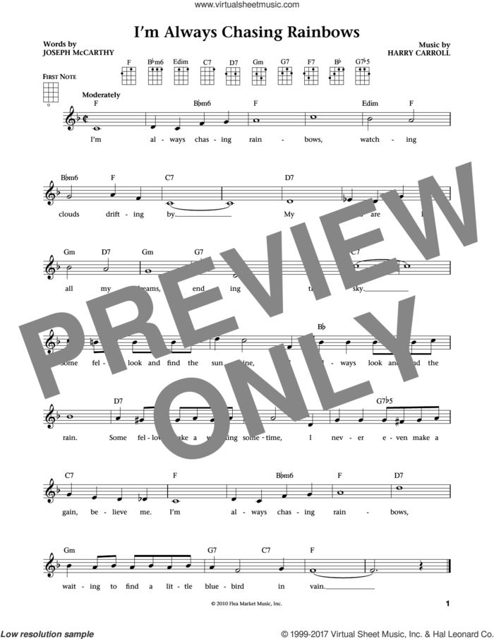 I'm Always Chasing Rainbows (from The Daily Ukulele) (arr. Liz and Jim Beloff) sheet music for ukulele by Joseph McCarthy, Jim Beloff, Liz Beloff and Harry Carroll, intermediate skill level