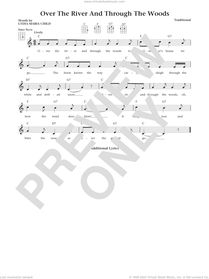 Over The River And Through The Woods (from The Daily Ukulele) (arr. Liz and Jim Beloff) sheet music for ukulele , Jim Beloff and Liz Beloff, intermediate skill level