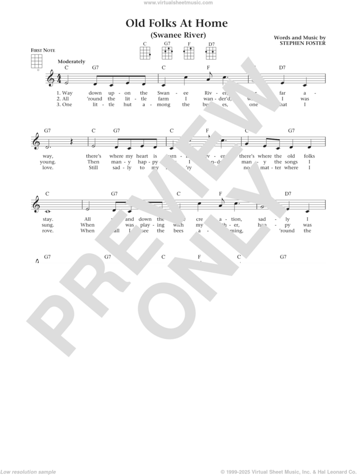 Old Folks At Home (Swanee River) (from The Daily Ukulele) (arr. Liz and Jim Beloff) sheet music for ukulele by Stephen Foster, Jim Beloff and Liz Beloff, intermediate skill level