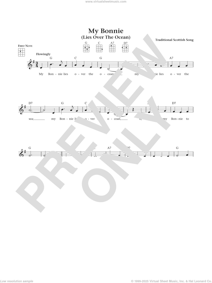 My Bonnie Lies Over The Ocean (from The Daily Ukulele) (arr. Liz and Jim Beloff) sheet music for ukulele , Jim Beloff and Liz Beloff, intermediate skill level