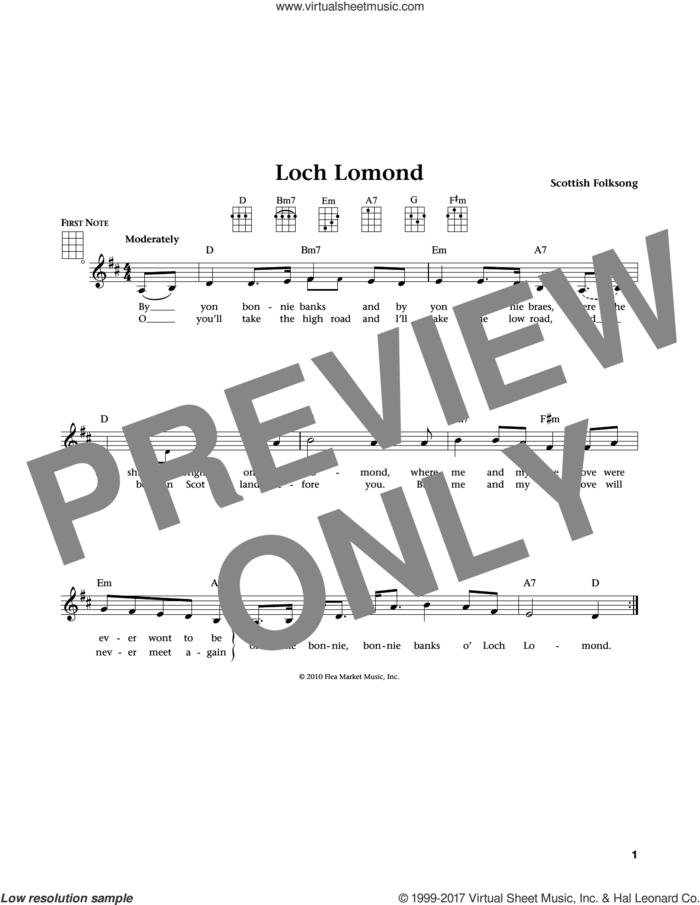 Loch Lomond (from The Daily Ukulele) (arr. Liz and Jim Beloff) sheet music for ukulele , Jim Beloff and Liz Beloff, intermediate skill level