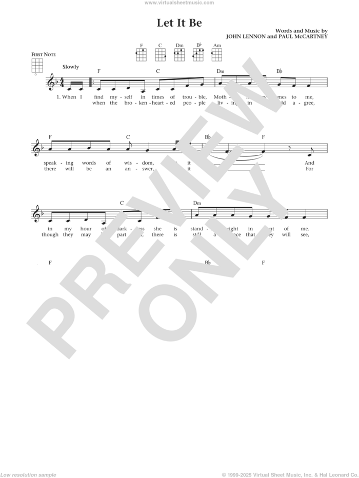 Let It Be (from The Daily Ukulele) (arr. Liz and Jim Beloff) sheet music for ukulele by The Beatles, Jim Beloff, Liz Beloff, John Lennon and Paul McCartney, intermediate skill level