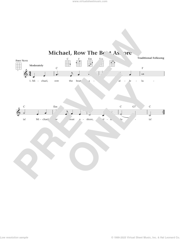 Michael Row The Boat Ashore (from The Daily Ukulele) (arr. Liz and Jim Beloff) sheet music for ukulele , Jim Beloff and Liz Beloff, intermediate skill level