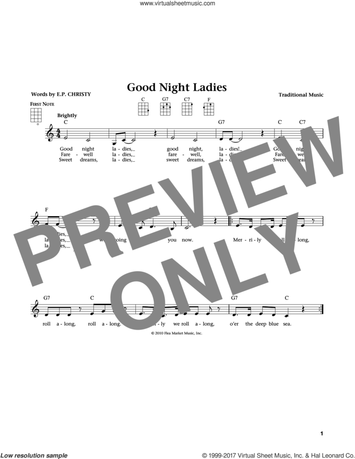 Good Night Ladies (from The Daily Ukulele) (arr. Liz and Jim Beloff) sheet music for ukulele by Traditional Music, Jim Beloff and Liz Beloff, intermediate skill level