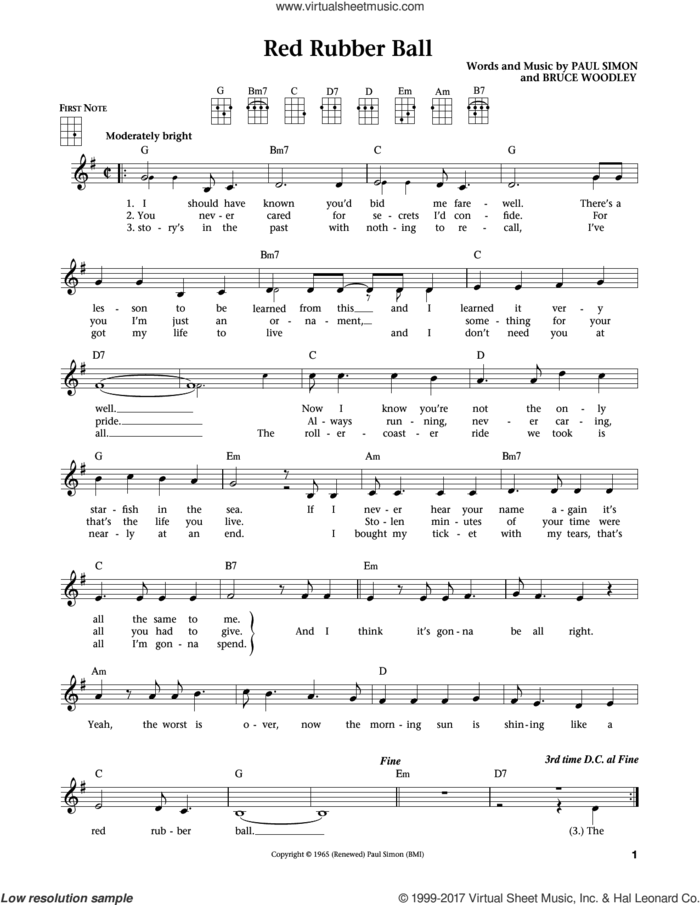 The Cyrkle Red Rubber Ball Sheet Music Notes, Chords Download Printable