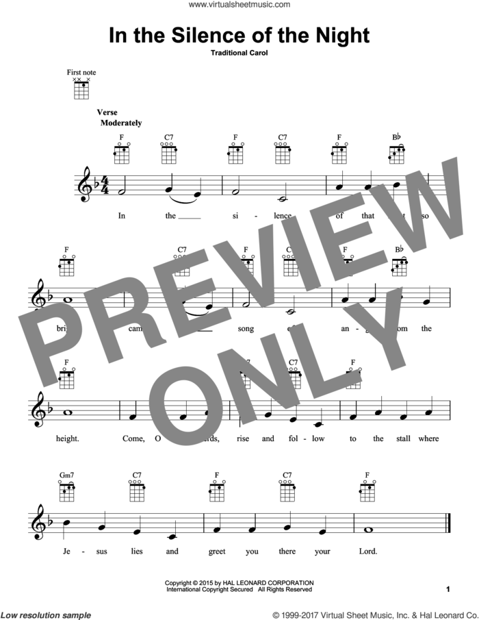 In The Silence Of The Night sheet music for ukulele, intermediate skill level