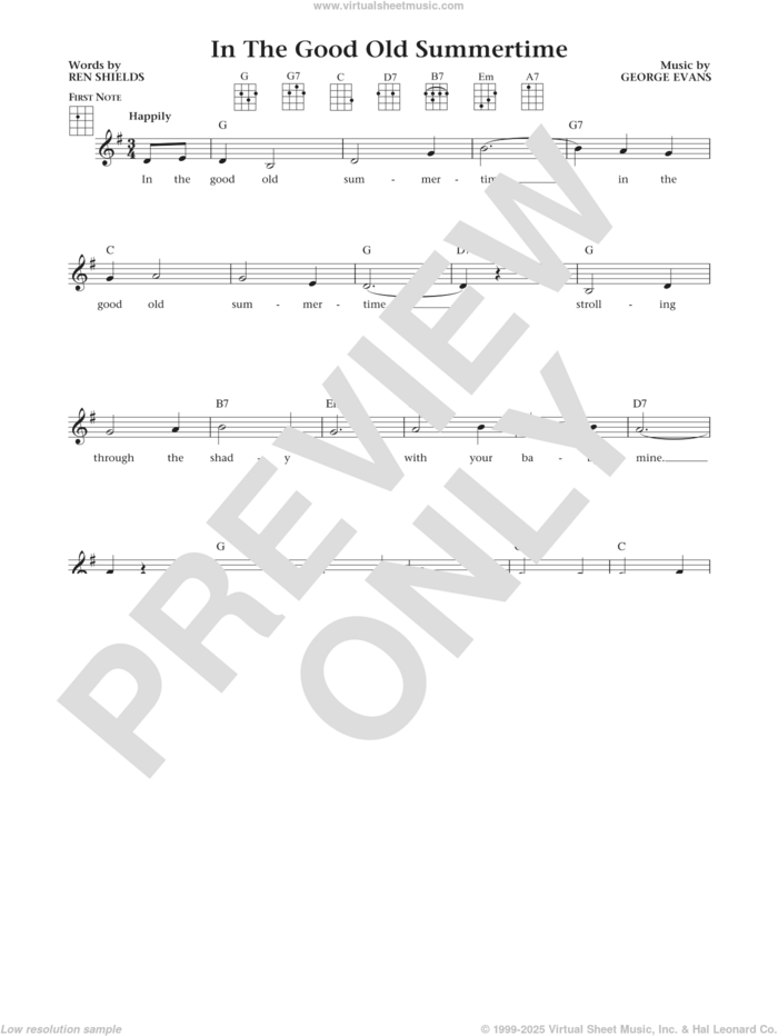 In The Good Old Summertime (from The Daily Ukulele) (arr. Liz and Jim Beloff) sheet music for ukulele by Ren Shields, Jim Beloff, Liz Beloff and George Evans, intermediate skill level