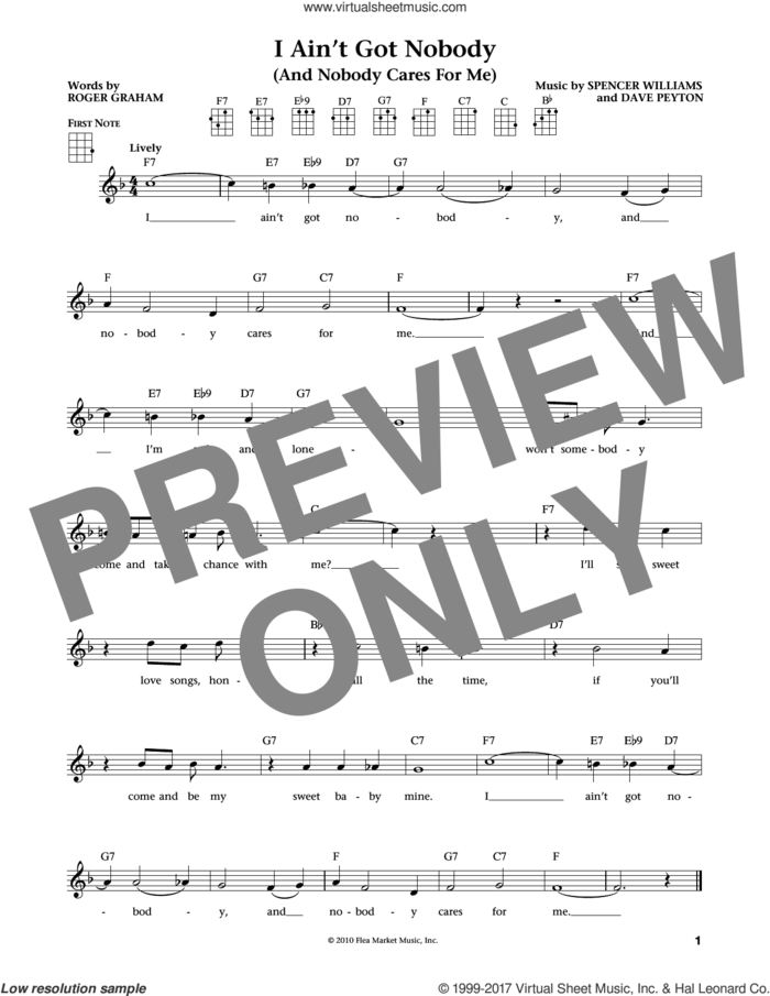 I Ain't Got Nobody (And Nobody Cares For Me) (from The Daily Ukulele) (arr. Liz and Jim Beloff) sheet music for ukulele by Bessie Smith, Jim Beloff and Liz Beloff, intermediate skill level