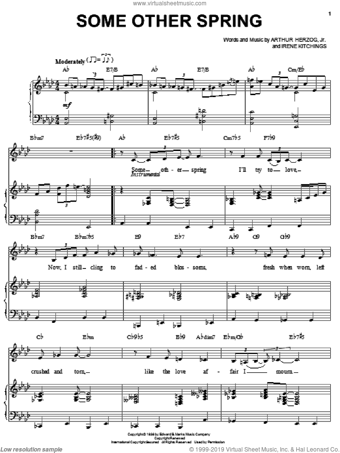 Some Other Spring sheet music for voice and piano by Arthur Herzog Jr. and Irene Kitchings, intermediate skill level
