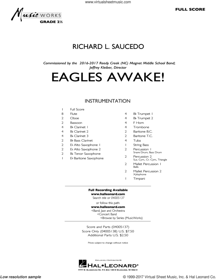 Eagles Awake! (COMPLETE) sheet music for concert band by Richard L. Saucedo, intermediate skill level
