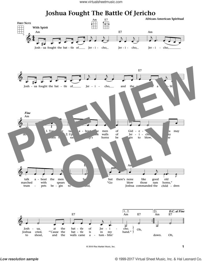 Joshua (Fit The Battle Of Jericho) (from The Daily Ukulele) (arr. Liz and Jim Beloff) sheet music for ukulele , Jim Beloff and Liz Beloff, intermediate skill level