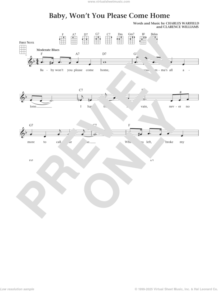 Baby, Won't You Please Come Home (from The Daily Ukulele) (arr. Liz and Jim Beloff) sheet music for ukulele by Clarence Williams, Jim Beloff, Liz Beloff, Bessie Smith and Charles Warfield, intermediate skill level