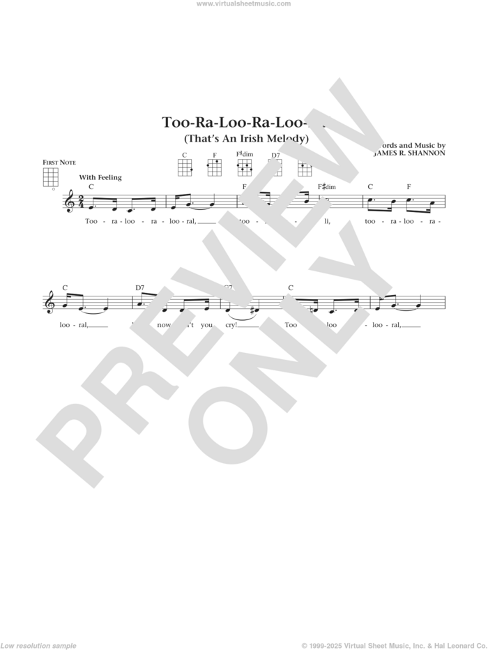 Too-Ra-Loo-Ra-Loo-Ral (That's An Irish Lullaby) (from The Daily Ukulele) (arr. Liz and Jim Beloff) sheet music for ukulele by James R. Shannon, Jim Beloff and Liz Beloff, intermediate skill level