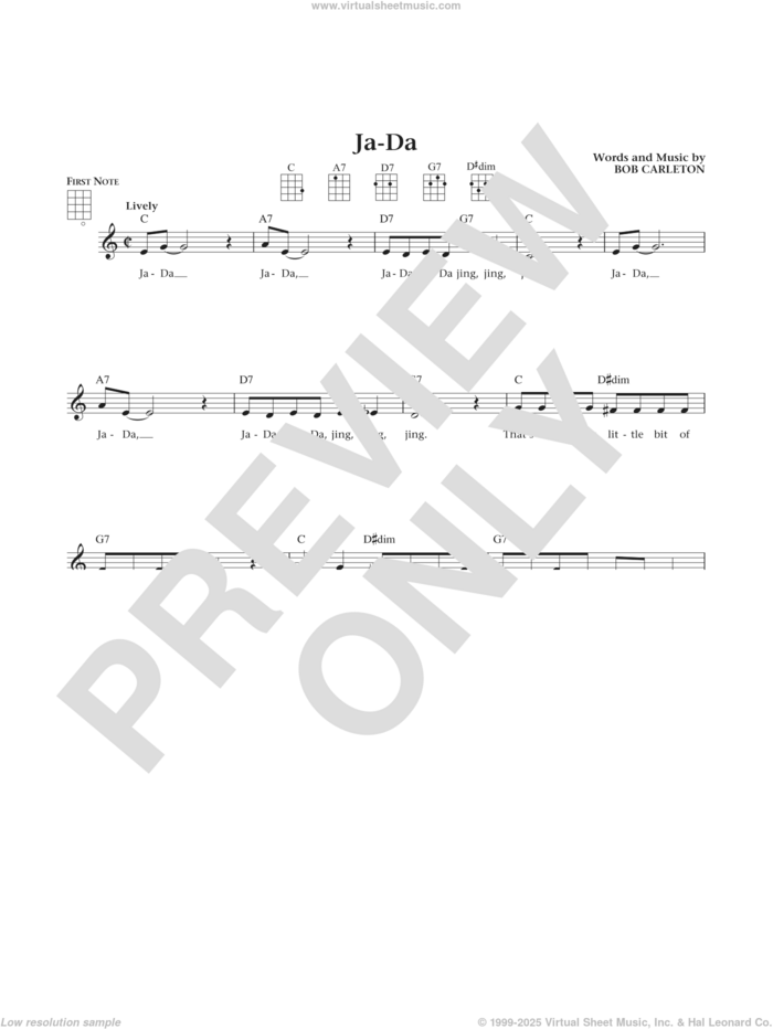 Ja-Da (from The Daily Ukulele) (arr. Liz and Jim Beloff) sheet music for ukulele by Bob Carleton, Jim Beloff and Liz Beloff, intermediate skill level