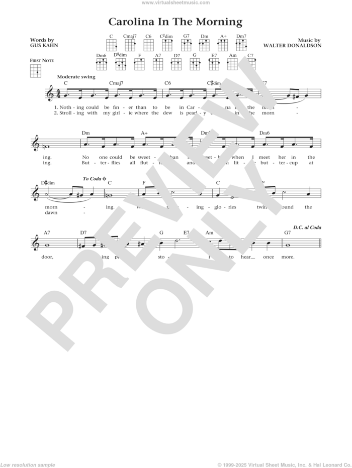 Carolina In The Morning (from The Daily Ukulele) (arr. Liz and Jim Beloff) sheet music for ukulele by Gus Kahn, Jim Beloff, Liz Beloff and Walter Donaldson, intermediate skill level