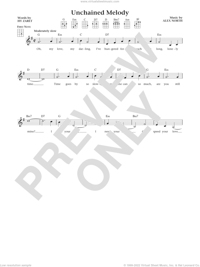 Unchained Melody (from The Daily Ukulele) (arr. Liz and Jim Beloff) sheet music for ukulele by The Righteous Brothers, Jim Beloff, Liz Beloff, Al Hibbler, Les Baxter, Alex North and Hy Zaret, wedding score, intermediate skill level