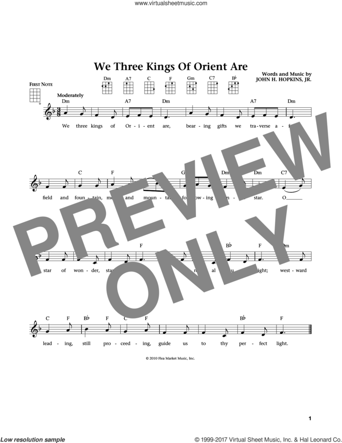 We Three Kings Of Orient Are (from The Daily Ukulele) (arr. Liz and Jim Beloff) sheet music for ukulele by John H. Hopkins, Jr., Jim Beloff and Liz Beloff, intermediate skill level