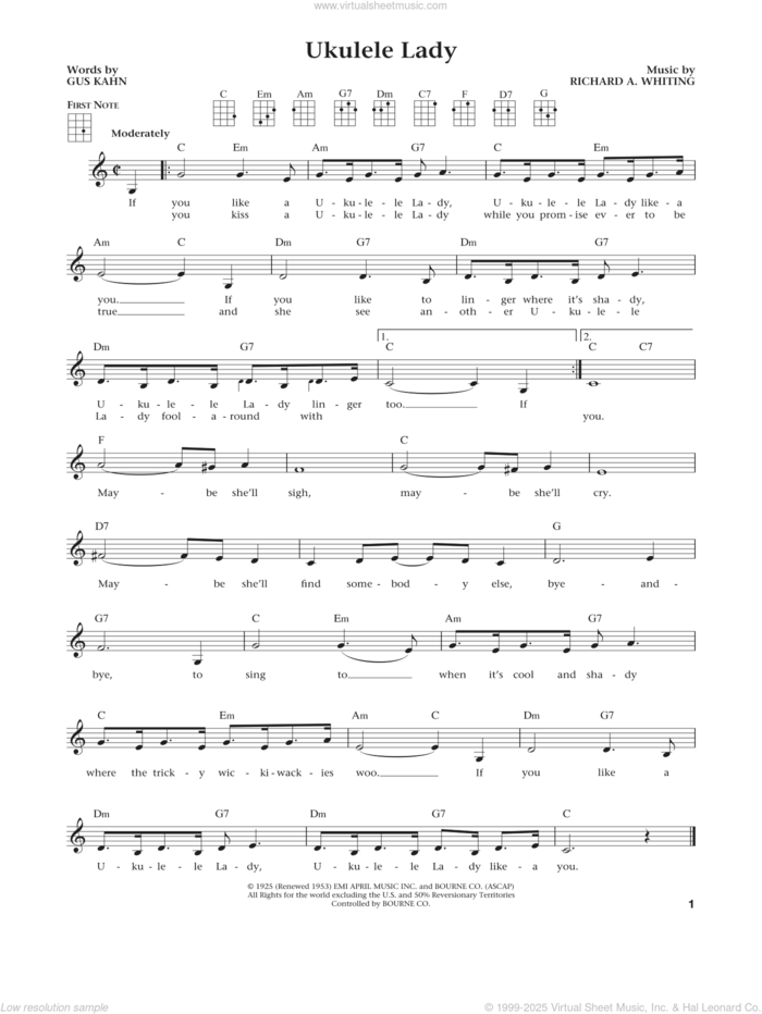 Ukulele Lady (from The Daily Ukulele) (arr. Liz and Jim Beloff) sheet music for ukulele by Gus Kahn, Jim Beloff, Liz Beloff and Richard A. Whiting, intermediate skill level