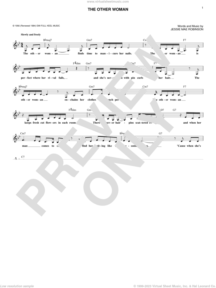 The Other Woman sheet music for voice and other instruments (fake book) by Jessie Mae Robinson, Lana Del Rey, Nina Simone and Ray Parker Jr., intermediate skill level