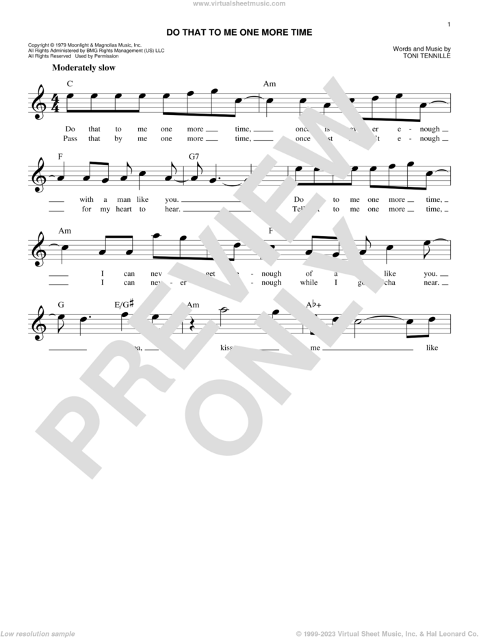Do That To Me One More Time sheet music for voice and other instruments (fake book) by Captain & Tennille and Toni Tennille, intermediate skill level