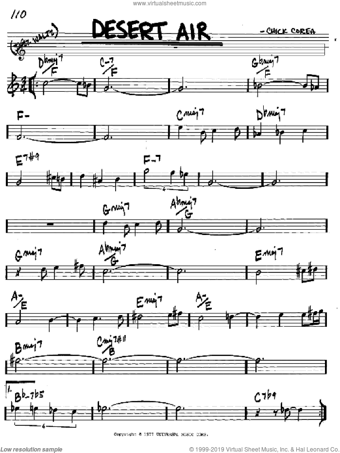 Desert Air sheet music for voice and other instruments (in C) by Chick Corea, intermediate skill level