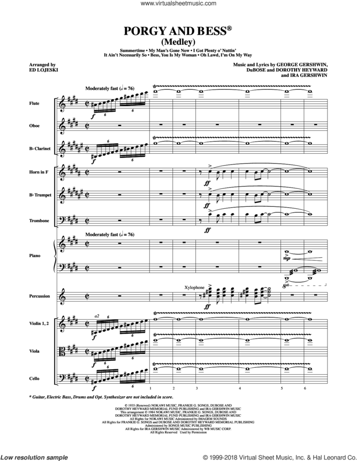 Porgy and Bess (COMPLETE) sheet music for orchestra/band by George Gershwin, Dorothy Heyward, DuBose Heyward, Ed Lojeski and Ira Gershwin, intermediate skill level