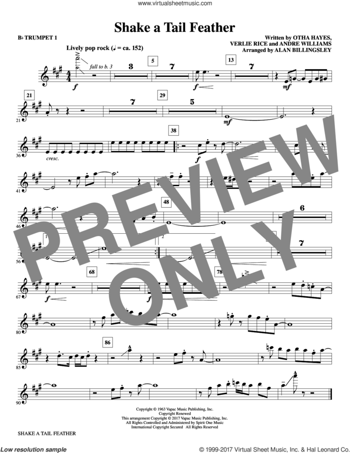 Shake a Tail Feather (complete set of parts) sheet music for orchestra/band by Alan Billingsley, Andre Williams, Otha M. Hayes and Verlie Rice, intermediate skill level