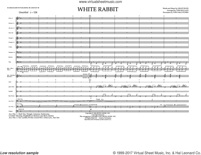 White Rabbit (COMPLETE) sheet music for marching band by Tom Wallace, Grace Slick and Jefferson Airplane, intermediate skill level