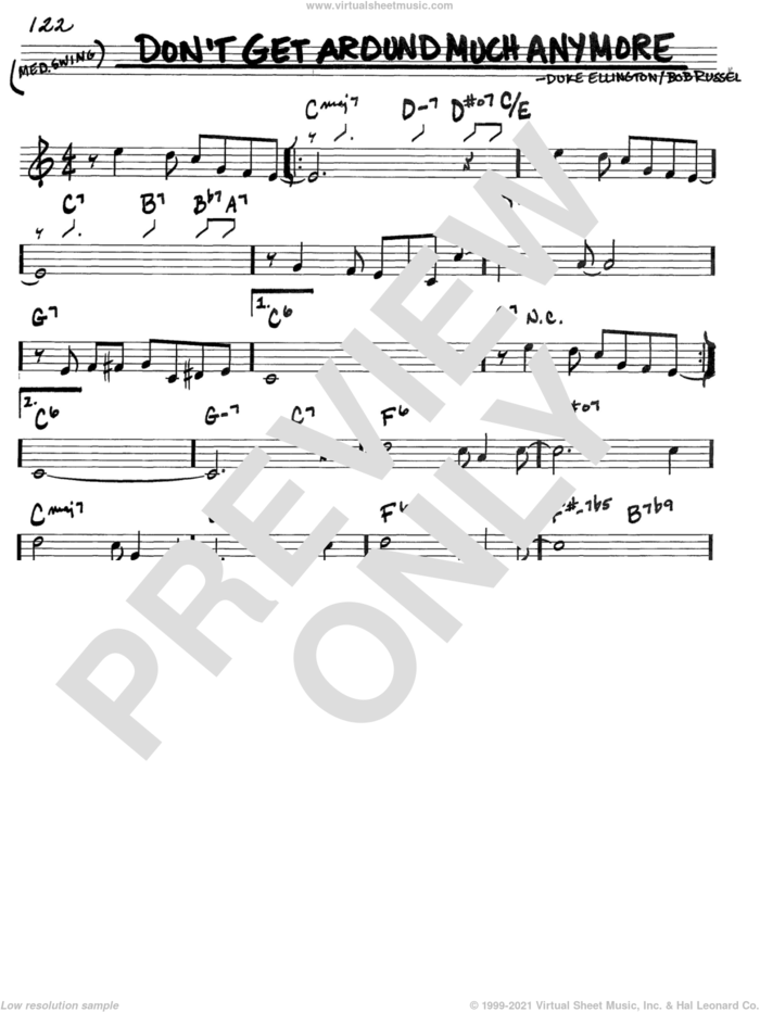 Don't Get Around Much Anymore sheet music for voice and other instruments (in C) by Duke Ellington and Bob Russell, intermediate skill level