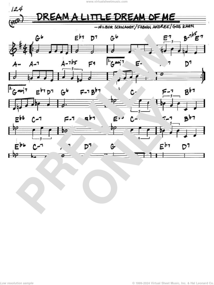 Dream A Little Dream Of Me sheet music for voice and other instruments (in C) by Louis Armstrong, The Mamas & The Papas, Fabian Andree, Gus Kahn and Wilbur Schwandt, intermediate skill level