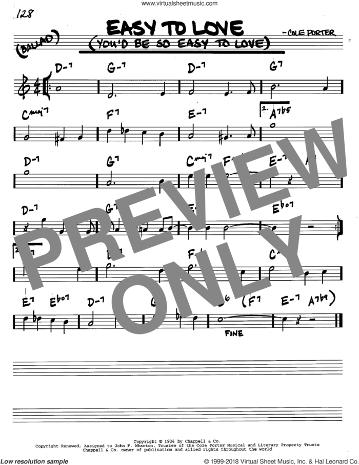 Easy To Love (You'd Be So Easy To Love) sheet music for voice and other instruments (in C) by Cole Porter, intermediate skill level