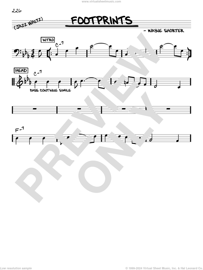Footprints sheet music for voice and other instruments (in C) by Wayne Shorter, intermediate skill level