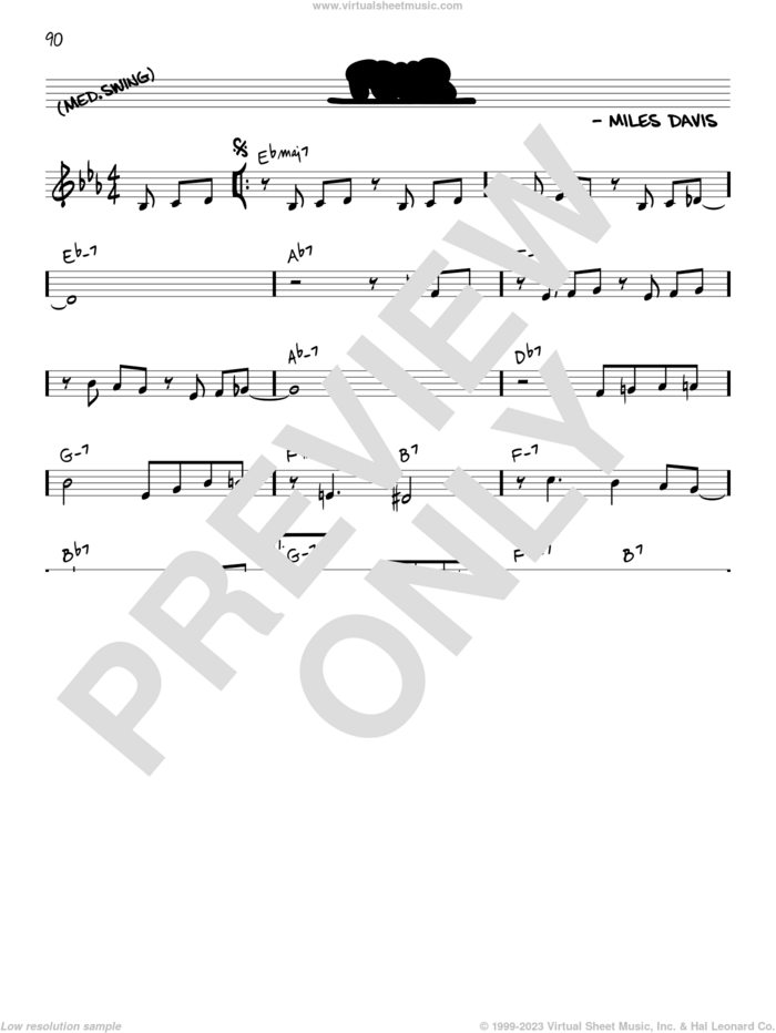 Four sheet music for voice and other instruments (in C) by Miles Davis and John Coltrane, intermediate skill level