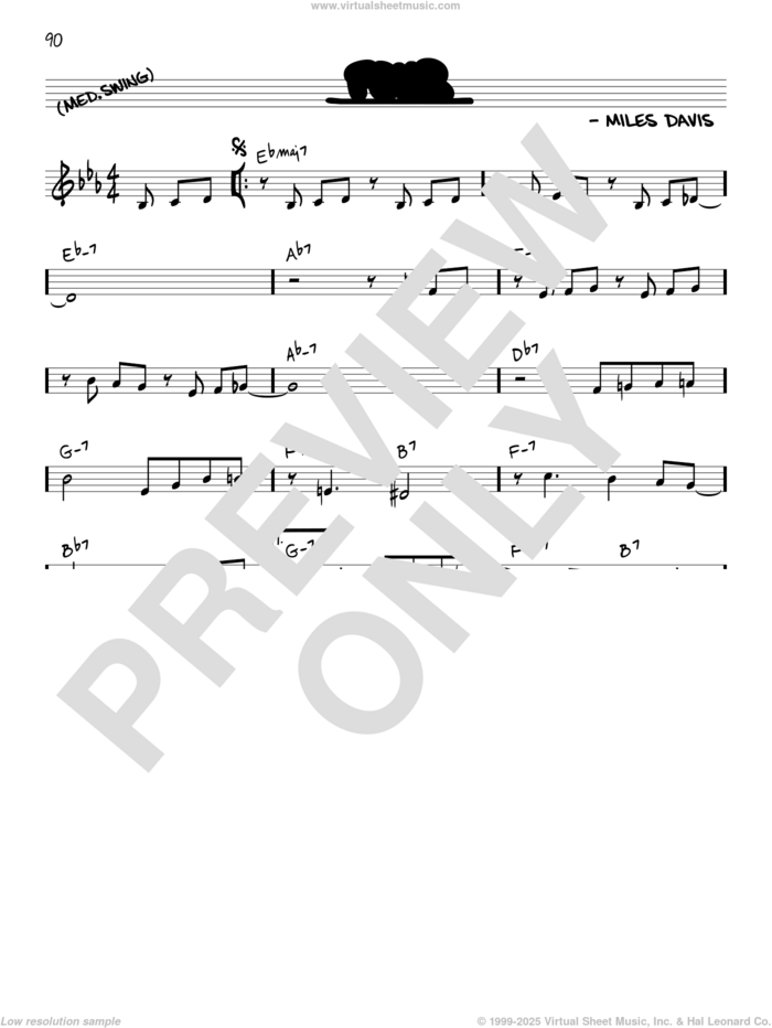 Four sheet music for voice and other instruments (in C) by Miles Davis and John Coltrane, intermediate skill level