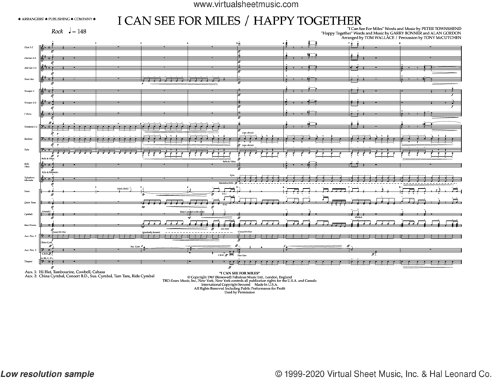 I Can See for Miles/Happy Together (COMPLETE) sheet music for marching band by The Who, The Turtles and Tom Wallace, intermediate skill level