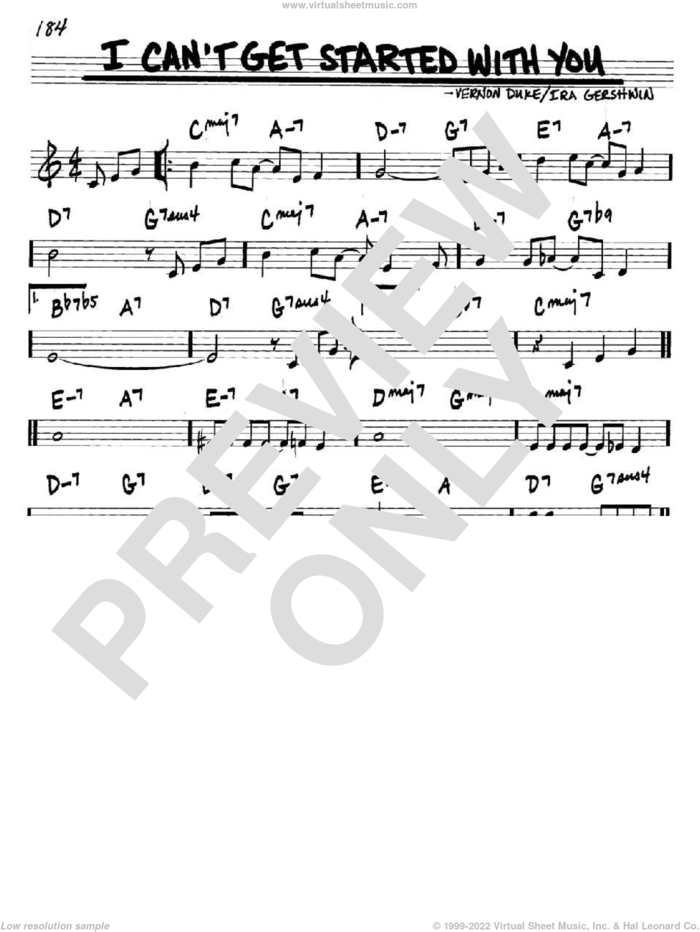 I Can't Get Started With You sheet music for voice and other instruments (in C) by Ira Gershwin and Vernon Duke, intermediate skill level