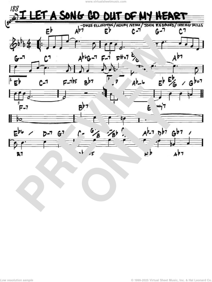 I Let A Song Go Out Of My Heart sheet music for voice and other instruments (in C) by Duke Ellington, Henry Nemo, Irving Mills and John Redmond, intermediate skill level