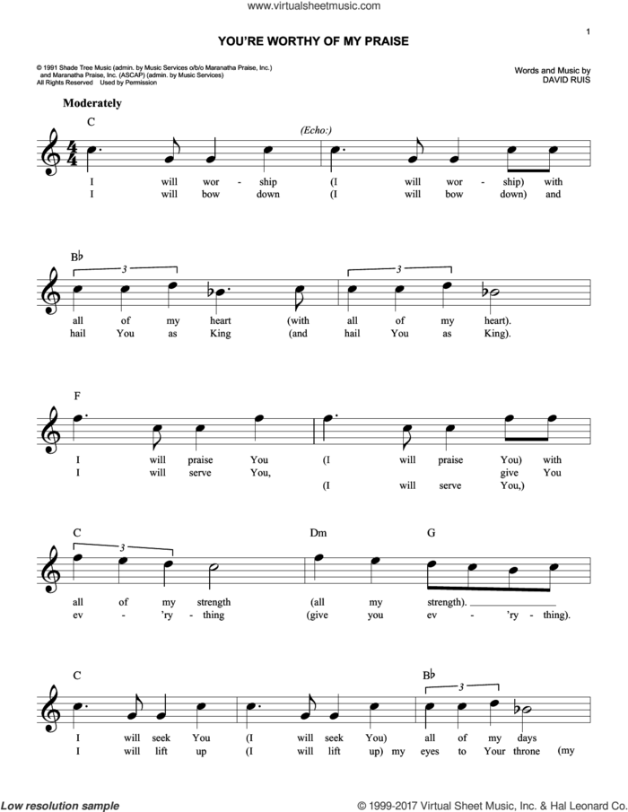 You're Worthy Of My Praise sheet music for voice and other instruments (fake book) by Passion and David Ruis, easy skill level