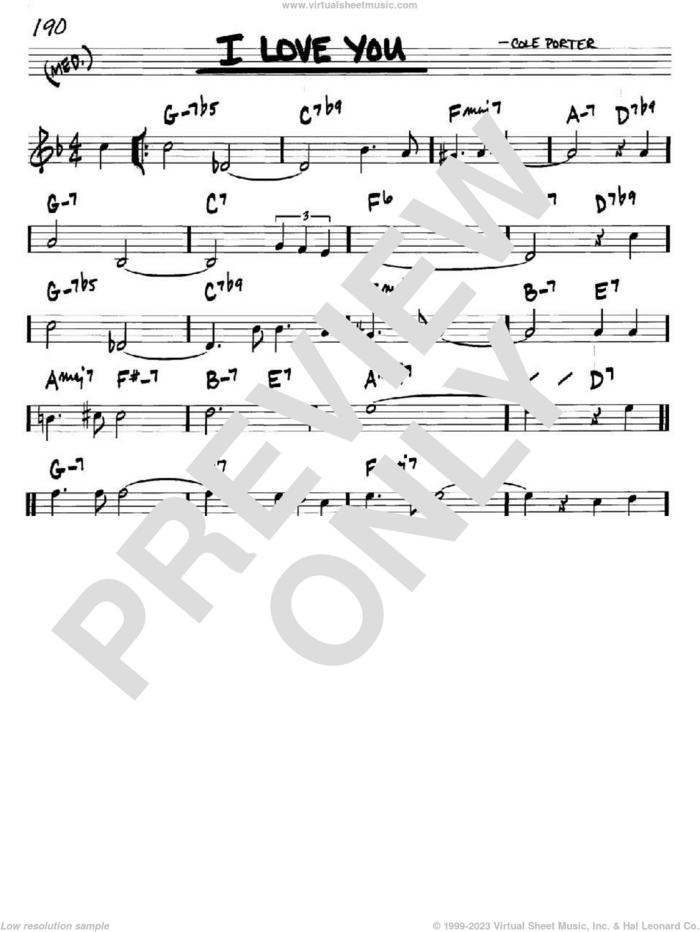 I Love You sheet music for voice and other instruments (in C) by Cole Porter, intermediate skill level
