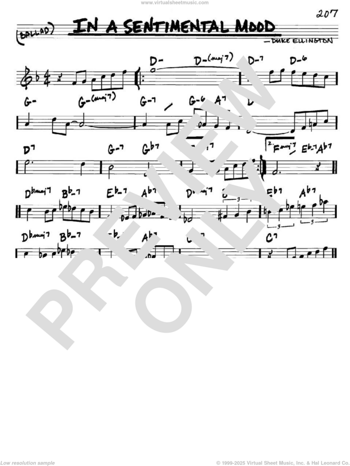 In A Sentimental Mood sheet music for voice and other instruments (in C) by Duke Ellington, Irving Mills and Manny Kurtz, intermediate skill level