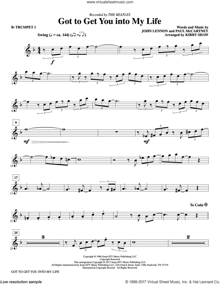 Got to Get You into My Life (arr. Kirby Shaw) (complete set of parts) sheet music for orchestra/band by The Beatles, John Lennon, Kirby Shaw and Paul McCartney, intermediate skill level