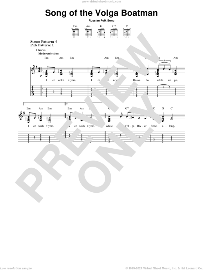 Song Of The Volga Boatman sheet music for guitar solo (easy tablature), easy guitar (easy tablature)