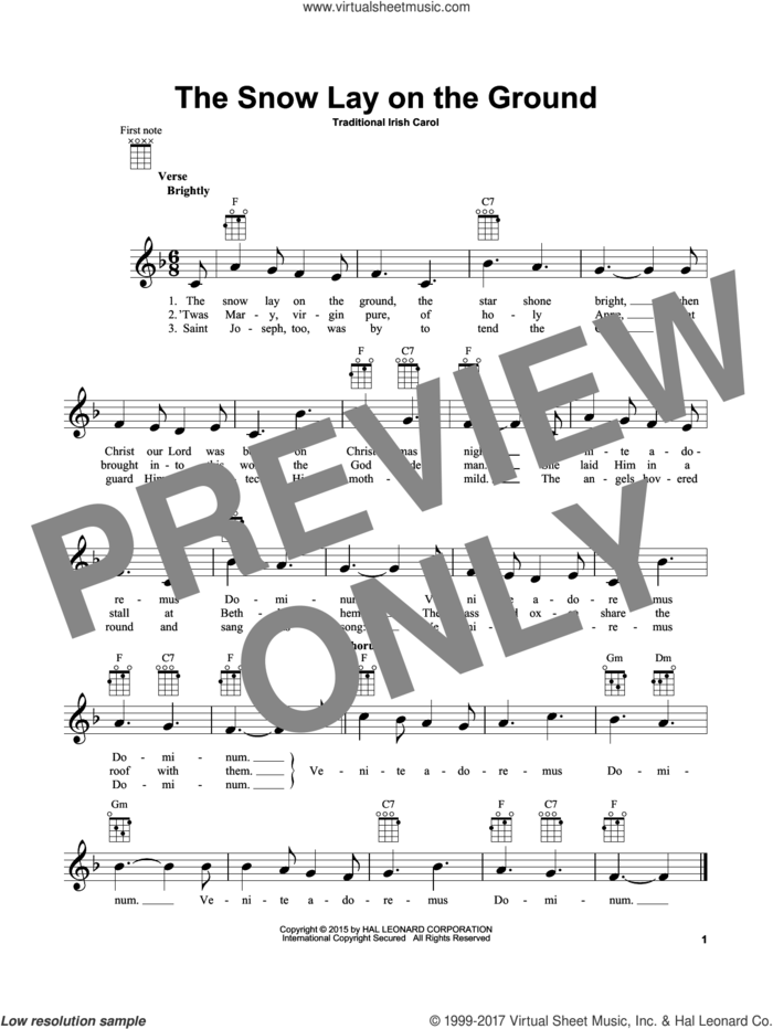 The Snow Lay On The Ground sheet music for ukulele, intermediate skill level