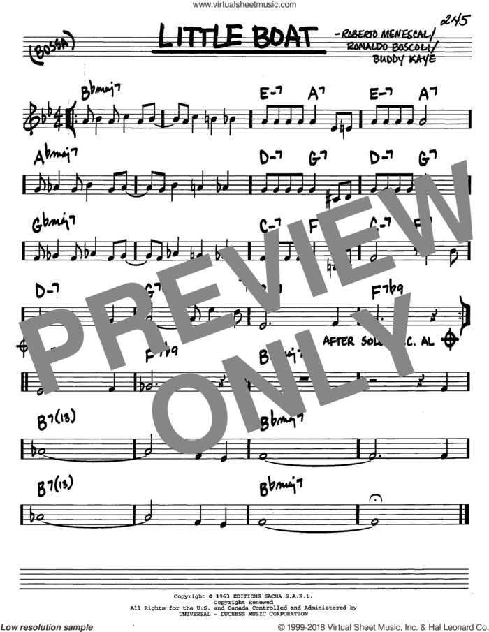 Little Boat sheet music for voice and other instruments (in C) by Buddy Kaye, Roberto Menescal and Ronaldo Boscoli, intermediate skill level