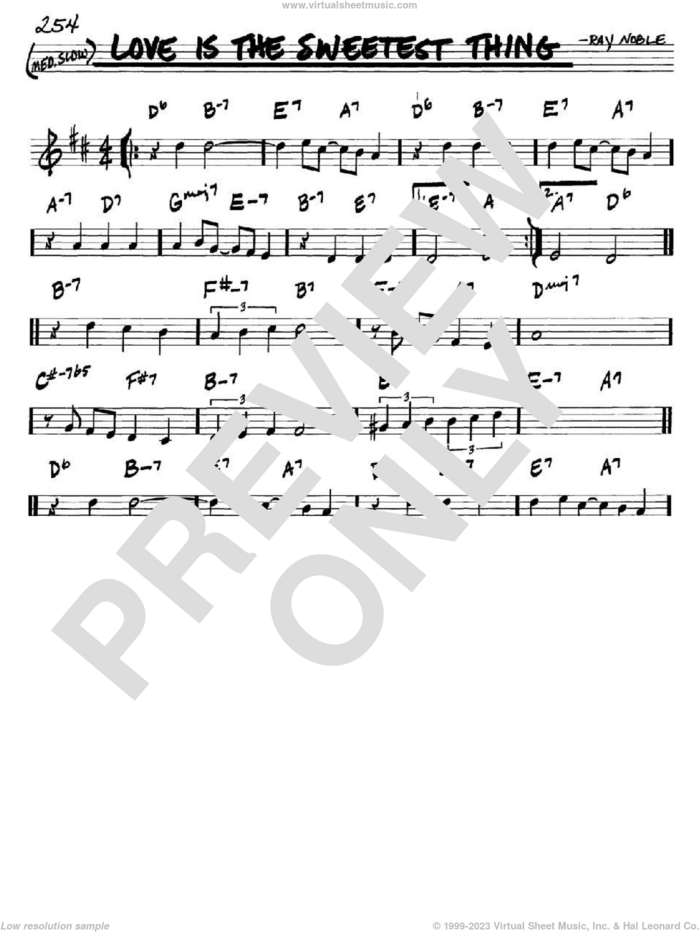 Love Is The Sweetest Thing sheet music for voice and other instruments (in C) by Ray Noble, intermediate skill level